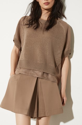 Fabric mix knitted T-shirt