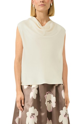 Satin top with waterfall neckline