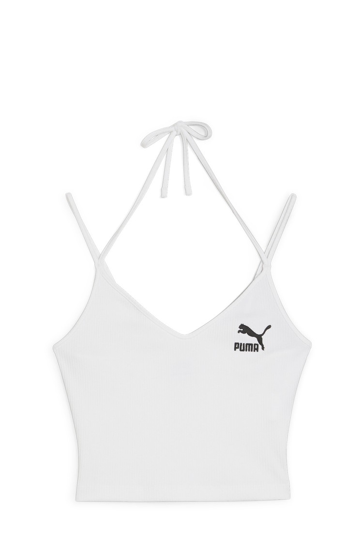 PUMA Classics Ribbed Crop Top White 