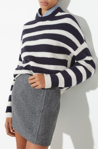 Črtast pleten pulover iz kašmirja