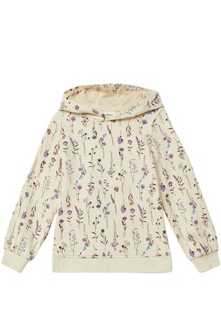 Pulover s kapuco in cvetličnim vzorcem