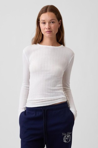 Essential Ribbed Pointelle T-Shirt