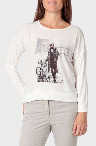 Printed T-shirt with rhinestones