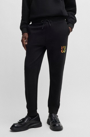 Cotton-terry tracksuit bottoms with stacked logo
