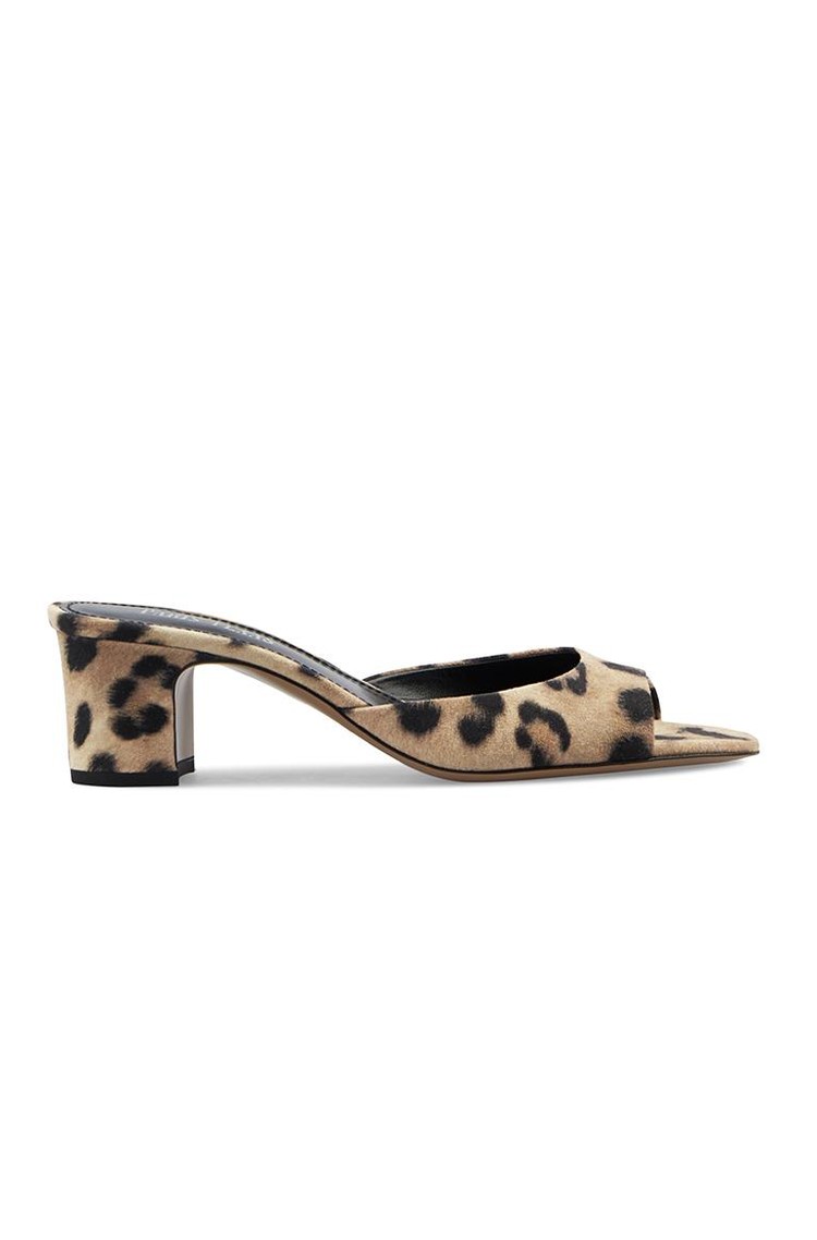 PARIS TEXAS Lara mules in leopard-print suede Natural 