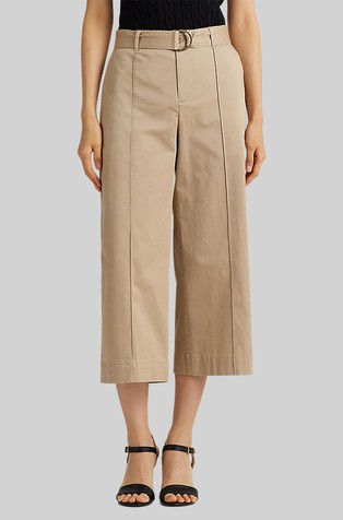 Cropped Belted Wide-Leg Trouser