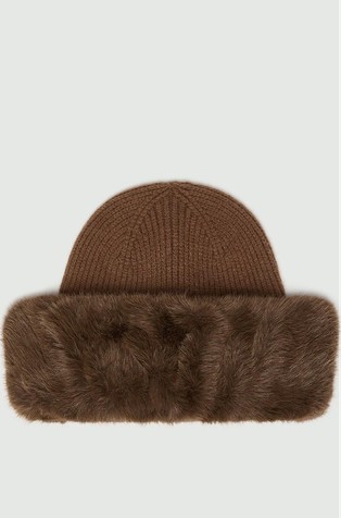 Faux-fur trimmed hat