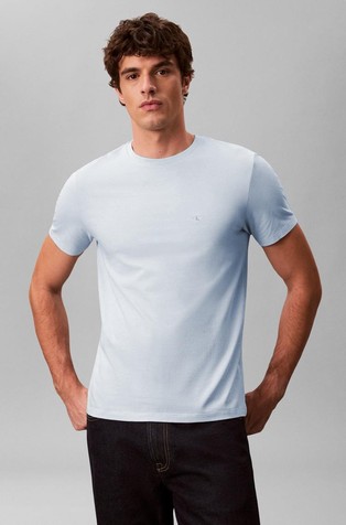 Slim fit bombažna majica s kratkimi rokavi