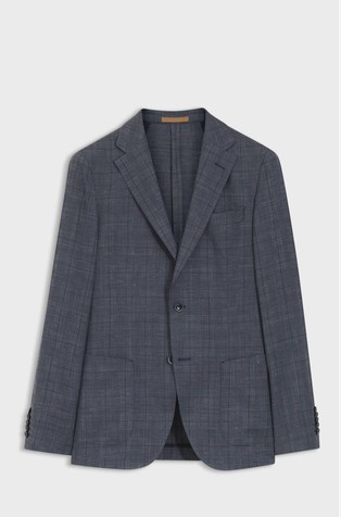 Slim fit karirast suknjič iz volnene mešanice