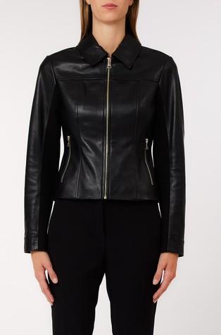 Leather jacket with scuba inserts