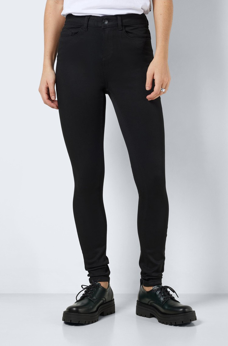 NOISY MAY NMCALLIE skinny fit jeans hlače z visokim pasom Črna - Black 