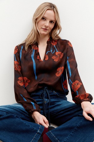 Floral print blouse in viscose