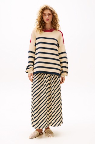 TOMMY HILFIGER TH x Sofia Richie Grainge Breton Stripe Relaxed Jumper Country Ivory Stripe 3