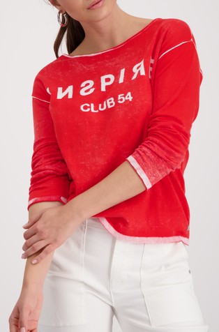 Pleten bombažen pulover s potiskom