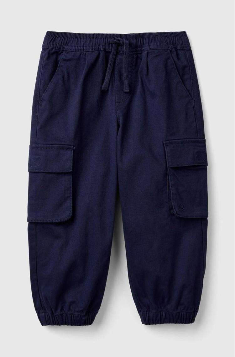 BENETTON Cargo hlače z zatezno vrvico Modra - Dark Blue 