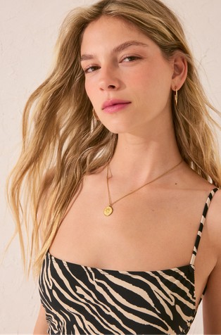WOMEN'SECRET Enodelne kopalke z živalskim vzorcem in odkritim hrbtom Večbarvna - Black / Beige 5