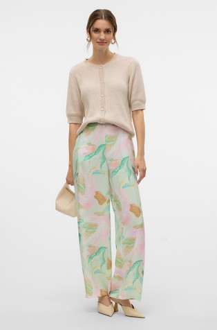 VERO MODA VMJOSIE High rise Trousers with floral pattern Birds Egg Green 3