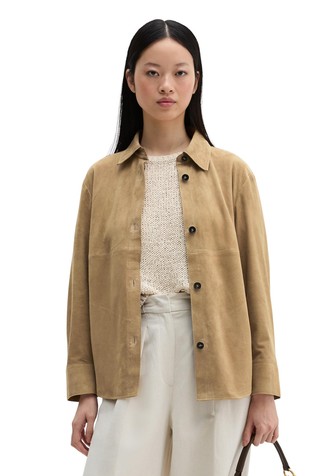 Regular fit suede overshirt