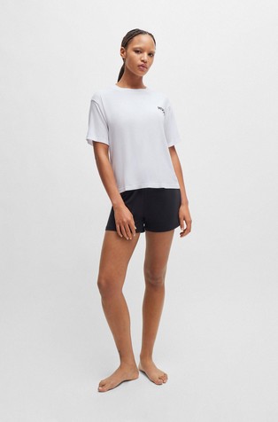 HUGO BOSS Relaxed fit zgornji del pižame s kratkimi rokavi in logotipom Bela - White 3