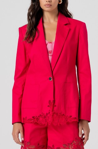 Blazer jacket regular fit single breasted made in cotton with embroidery