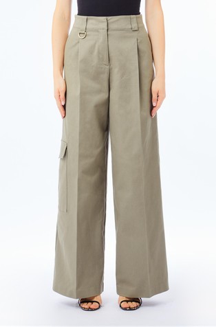 Cotton palazzo trousers with cargo pocket