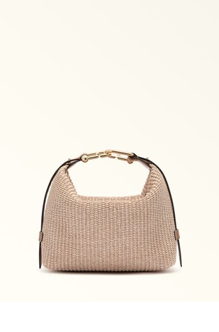 Mini Raffia-effect Hobo Bag