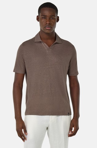 Stretch Linen Jersey Polo Shirt