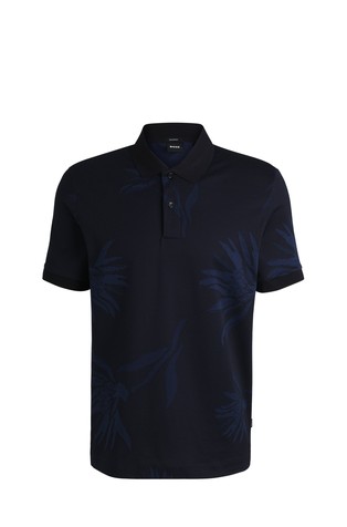 Cotton polo shirt with floral jacquard