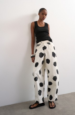 TSYARA barrel fit high rise trousers with dot print