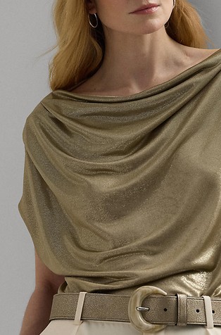 RALPH LAUREN Top iz jerseya s kovinskim leskom Zlata - Medium Pewter 3