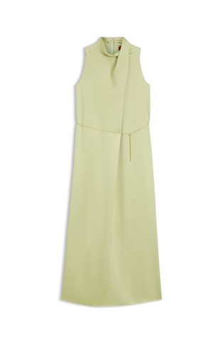 Satenasta obleka brez rokavov s snemljivim verižnim pasom