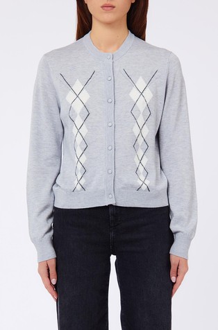Wool blend cardigan with rhinestones