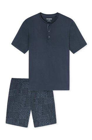 SCHIESSER Fine Interlock - pižama s kratkimi rokavi Modra - Blue 6