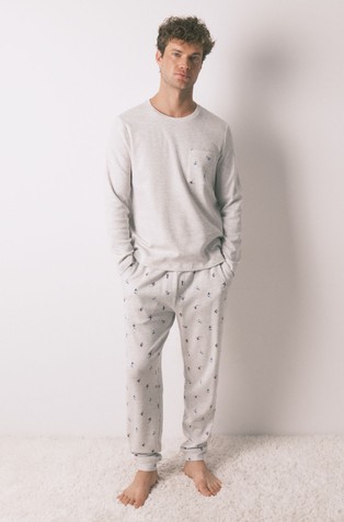 Bombažna pižama z dolgimi rokavi