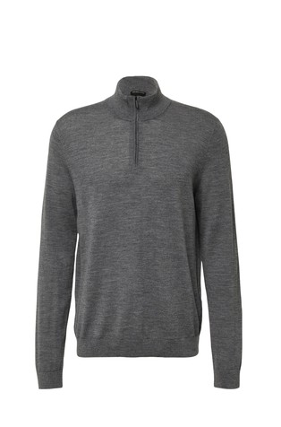 Pleten pulover iz merino volne z delno zadrgo