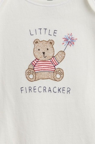 GAP Bodi s kratkimi rokavi za novorojenčke Bela - Firecracker 3
