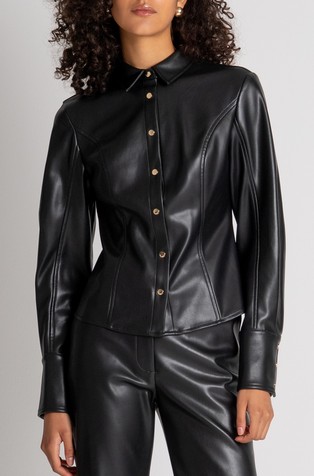 Shirt slim fit made in fake leather