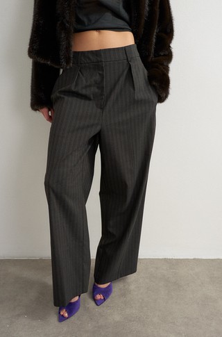 TSTASCHA striped wide leg trousers with pleats