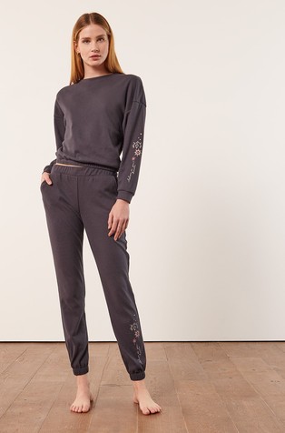 ETAM Maude spodnji del pižame z vezenino Siva - Dark Grey 3