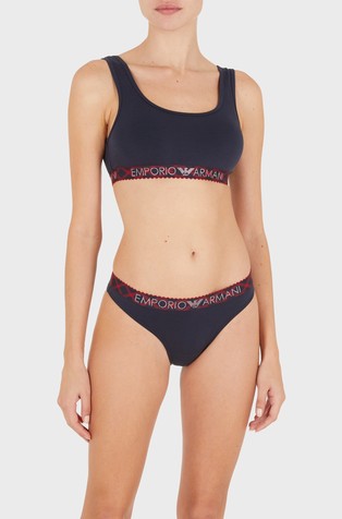 Tartan Christmas cotton bralette and Brazilian briefs set