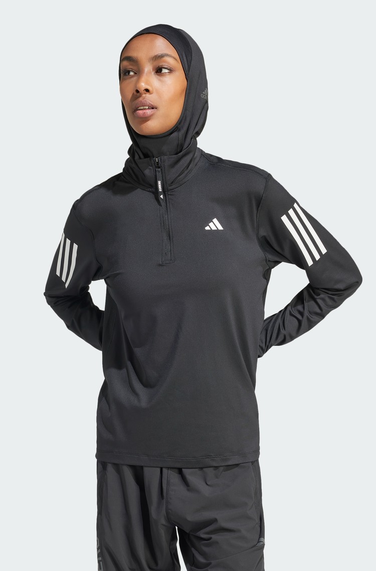 ADIDAS Own the Run tekaški pulover z delno zadrgo Črna - Black 