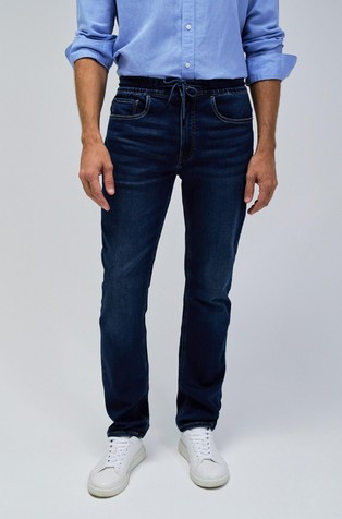Regular fit jeans hlače z zatezno vrvico