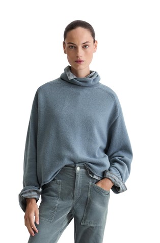 Relaxed fit pleten pulover s puli ovratnikom iz volnene mešanice