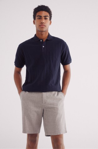 SPRINGFIELD Slim fit bermuda hlače iz strukturirane bombažne tkanine Bež - Beige 3