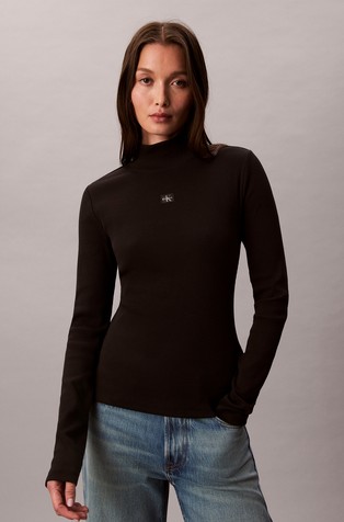 Ribbed Cotton Turtleneck Top