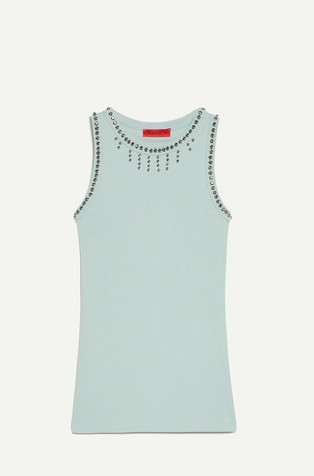 Rhinestone cotton vest top