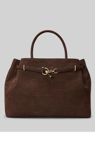 Blaike Croc-embossed Large Satchel