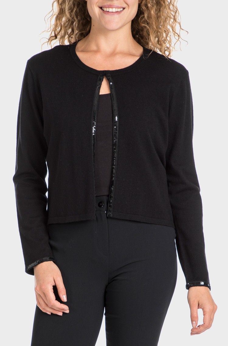 PUNT ROMA Knitted jumper in viscose blend with sequin details Black 
