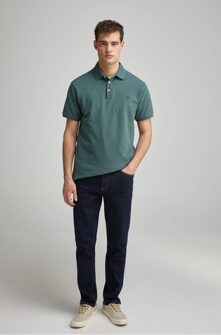 SPRINGFIELD Slim fit piké polo majica s kontrastnimi detajli Zelena - Green 3