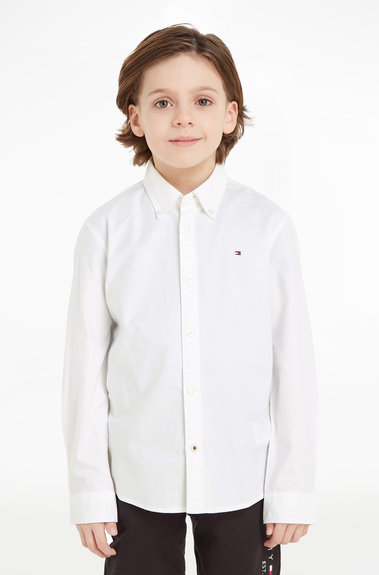 TOMMY HILFIGER Oxford srajca iz elastičnega organskega bombaža Bela - White 